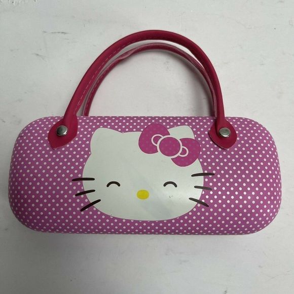 Hello Kitty Accessories - Hello Kitty Glasses Case Hard Shell Eyeglasses Sunglasses Pink Hearts Handles